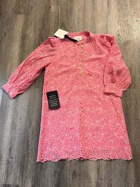 Pomander Place Pink Eyelet Long Sleeve Dress